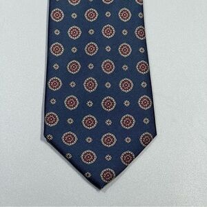 CHRISTOPHER HAYES SILK Neck Tie Mens Blue Red Geometric Casual Suit Medallion 57